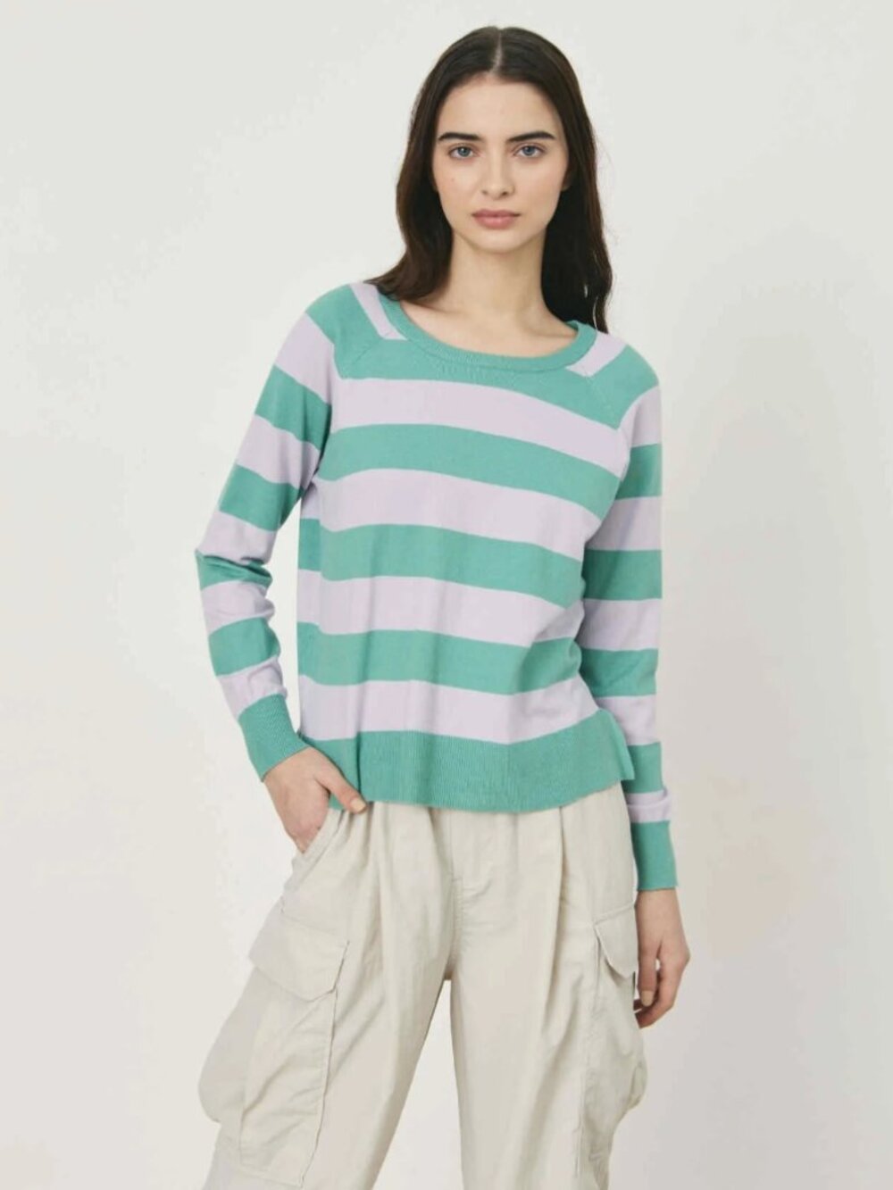 Deluc Holbein Soft Sweater in Striped Lilac